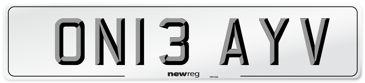 ON13 AYV Number Plate from New Reg